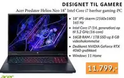 CBC Acer Predator Helios Neo 18” Intel Core i7 bærbar gaming-PC, DKK 11799 tilbud