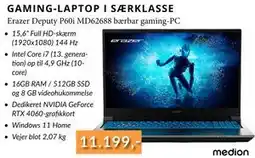 CBC Erazer Deputy P60i MD62688 bærbar gaming-PC, DKK 11199 tilbud