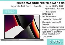 CBC Apple MacBook Pro 14” (Space Grey) - Apple M1 Pro 2021 Refurbished - Grade B, DKK 9779 tilbud