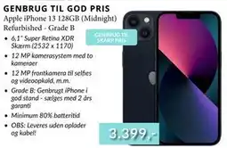 CBC Apple iPhone 13 128GB (Midnight) Refurbished - Grade B, DKK 3399 tilbud