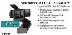 CBC Logitech C920s Pro HD Webcam, DKK 899 tilbud