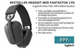 CBC Logitech Zone Vibe 100 trådløst headset, DKK 899 tilbud