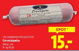 Lidl Leif Henriksen Specialiteter Cervelatpølse tilbud