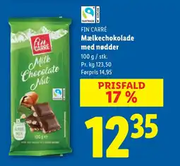 Lidl FIN CARRÉ Mælkechokolade med nødder tilbud