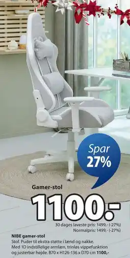 JYSK NIBE gamer-stol, DKK 1100 tilbud