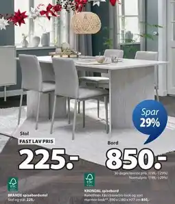 JYSK BRANDE spisebordsstol, DKK 225 tilbud