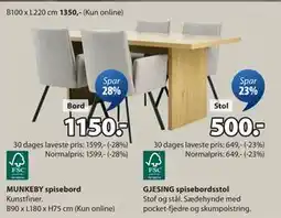 JYSK GJESING spisebordsstol, DKK 500 tilbud