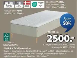 JYSK DINGLA + EKSO boxmadras, DKK 2500 tilbud