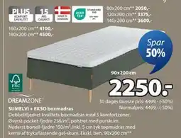 JYSK SUMELVI + EKSO boxmadras, DKK 2250 tilbud