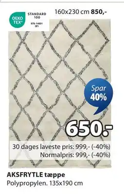 JYSK AKSFRYTLE tæppe tilbud