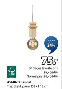 JYSK ASMIND pendel, DKK 75 tilbud