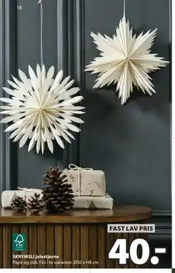 JYSK SKRYMSLI julestjerne, DKK 40 tilbud