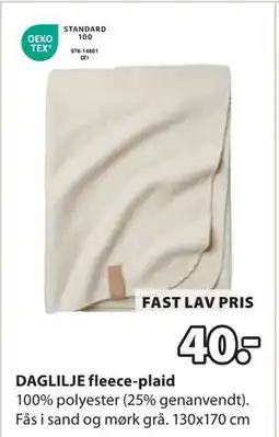 JYSK DAGLILJE fleece-plaid, DKK 40 tilbud