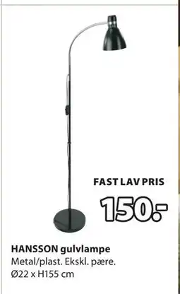 JYSK HANSSON gulvlampe, DKK 150 tilbud