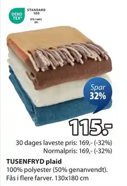 JYSK TUSENFRYD plaid, DKK 115 tilbud