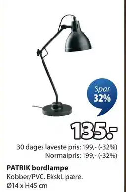 JYSK PATRIK bordlampe, DKK 135 tilbud