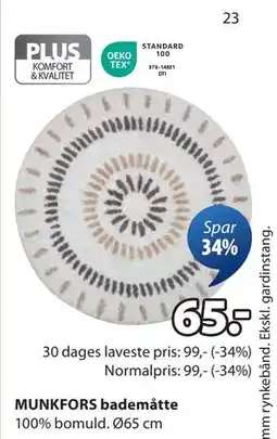 JYSK MUNKFORS bademåtte, DKK 65 tilbud