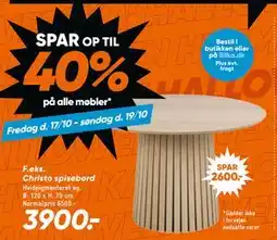 Bilka Christo spisebord, DKK 3900 tilbud