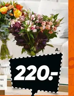 Bilka Håndbundet buket med 6 bundter blomster og grønt, DKK 220 tilbud