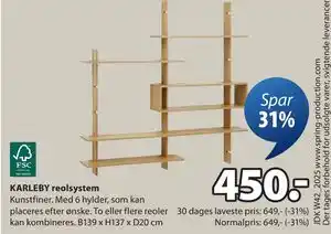 JYSK KARLEBY reolsystem, DKK 450 tilbud