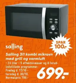 Bilka Salling 3i1 kombi mikrovn med grill og varmluft, DKK 699 tilbud