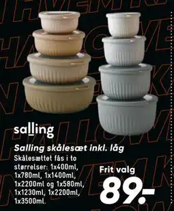 Bilka Salling skålesæt inkl. låg, DKK 89 tilbud