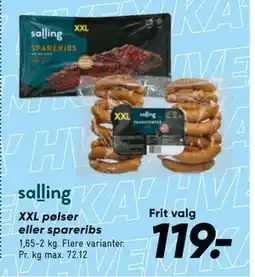 Bilka XXL pølser eller spareribs, DKK 119 tilbud