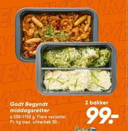 Bilka Godt Begyndt middagsretter, DKK 99 tilbud