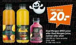 Bilka God Morgen ØKO juice eller God Morgen juice, nektar eller shot, DKK 20 tilbud