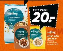 Bilka Mysli eller granola, DKK 20 tilbud