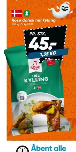 Bilka Rose dansk hel kylling, DKK 45 tilbud