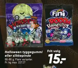 Bilka Halloween tyggegummi eller slikkepinde, DKK 15 tilbud