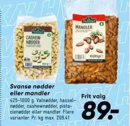 Bilka Svansø nødder eller mandler, DKK 89 tilbud