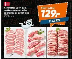 Bilka Koteletter uden ben, nakkekoteletter eller spareribs af dansk gris, DKK 129 tilbud