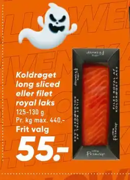 Bilka Koldrøget long sliced eller filet royal laks, DKK 55 tilbud