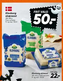 Bilka Klovborg skæreost, DKK 50 tilbud