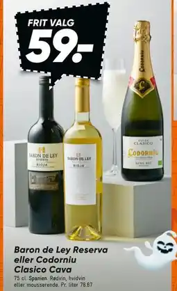 Bilka Baron de Ley Reserva eller Codorniu Clasico Cava, DKK 59 tilbud