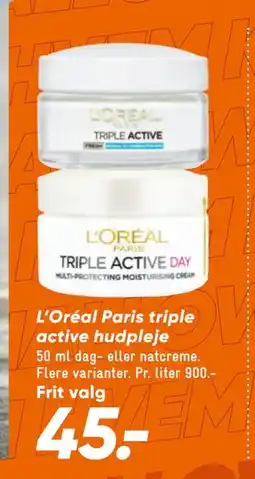 Bilka L’Oréal Paris triple active hudpleje, DKK 45 tilbud