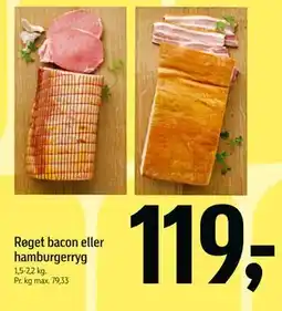 Føtex Røget bacon eller hamburgerryg, DKK 119 tilbud