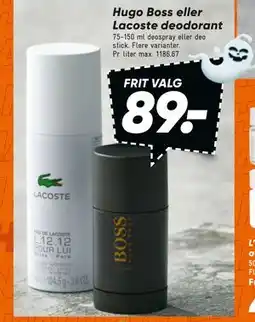 Bilka Hugo Boss eller Lacoste deodorant, DKK 89 tilbud