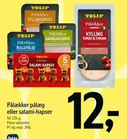 Føtex Pålækker pålæg eller salami-hapser, DKK 12 tilbud