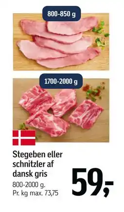 Føtex Stegeben eller schnitzler af dansk gris, DKK 59 tilbud