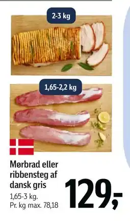 Føtex Mørbrad eller ribbensteg af dansk gris, DKK 129 tilbud