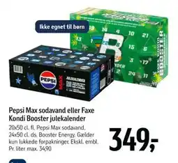 Føtex Pepsi Max sodavand eller Faxe Kondi Booster julekalender, DKK 349 tilbud
