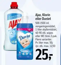 Føtex Ajax, Klorin eller Dunlet, DKK 25 tilbud