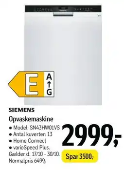 Føtex Opvaskemaskine, DKK 2999 tilbud