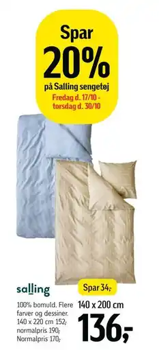 Føtex Spar 20% på Salling sengetøj tilbud