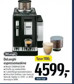 Føtex DeLonghi espressomaskine, DKK 4599 tilbud