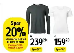 Føtex Spar 20% på undertøj med uld til dame og herre tilbud