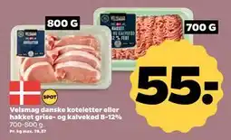 Netto Velsmag danske koteletter eller hakket grise- og kalvekød 8-12%, DKK 55 tilbud
